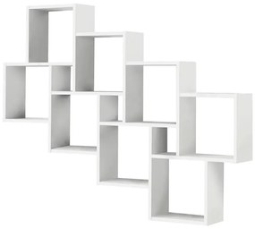 FMD Prateleira de parede com 11 compartimentos branco