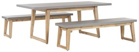 Conjunto de jardim para 6 com mesa e 2 bancos em cimento cinzento ORIA Beliani