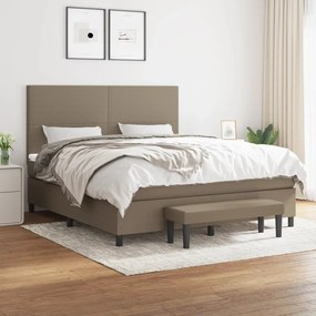 vidaXL Cama com molas/colchão 180x200 cm tecido castanho-acinzentado