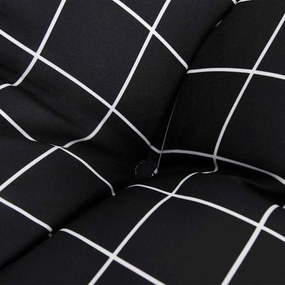 Almofadões p/ banco jardim 2 pcs 120x50x7cm tecido xadrez preto