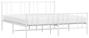 Estrutura de cama com cabeceira e pés 200x200 cm metal branco