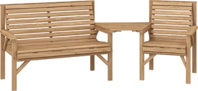 Outsunny Conjunto de 3 Cadeiras de Jardim, Conjunto para Varanda com Orifício para Guarda-sol, Cadeira de Jardim, Banco, Mesa Removível 121x65x90 cm Madeira natural | Aosom Portugal