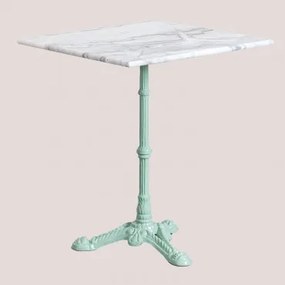 Mesa De Bar Quadrada Em Pedra Natural Azteca Mármore Branco Guangxi - Verde Ilha Paraíso & 60 X 60 Cm - Sklum
