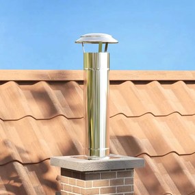 vidaXL Extensão de Chaminé Prateado 25 x 25 x 82 cm Aço inoxidável