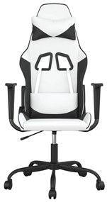 Cadeira gaming couro artificial branco e preto