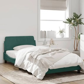 Estrutura de cama c/ cabeceira 100x200 cm veludo verde-escuro
