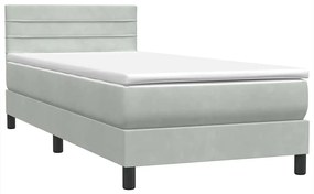 Cama com molas/colchão cinzento-claro 80x210 cm veludo