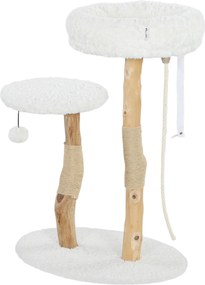 Arranhador para gatos com cama 58 x 40 x 85 cm, postes para arranhar, plataforma de salto, bola e corda de brincar,  branco