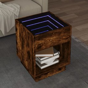 vidaXL Mesa de centro luzes LED Infinity 40x40x50 cm carvalho fumado