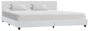 Estrutura de cama em couro artificial 180x200 cm branco