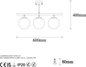 Chandelier Atmaca – Preto e Creme – 60 x 15 cm
