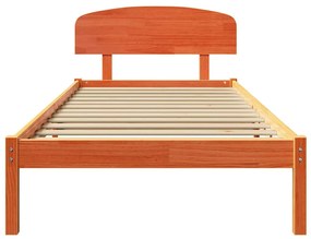 Estrado de Cama com Cabeceira Castanho 80x200 cm Madeira Maciça de Pin