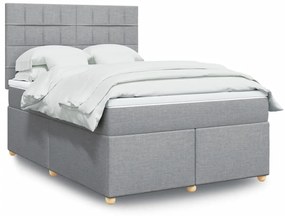 Cama com molas/colchão 140x200 cm tecido cinzento-claro