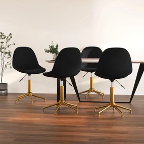 vidaXL Cadeiras de jantar giratórias 4 pcs veludo preto