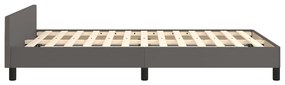 Estrutura cama c/ cabeceira 120x200cm couro artificial cinzento