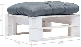 Otomano de paletes com almofadão cinzento madeira branco