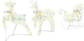 vidaXL Renard LED com 60 LEDs 3 pcs Branco quente PET