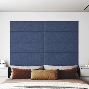 vidaXL Painel de parede 12 pcs 90x30 cm tecido 3,24 m² azul