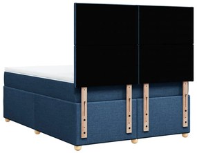 Cama com molas/colchão 140x200 cm tecido azul
