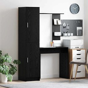 vidaXL Mesa com Armazenamento Carvalho Preto Madeira Engenharia