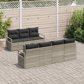 Conjunto de Sofá de Jardim com 8 Peças e Almofadas em Rattan Poly Cinz