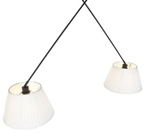 Candeeiro de suspensão com cortinas plissadas creme 35 cm - Blitz II preto Clássico / Antigo