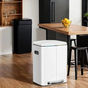 Caixote do lixo com 2 compartimentos 44,4 x 40,8 x 60,2 cm branco