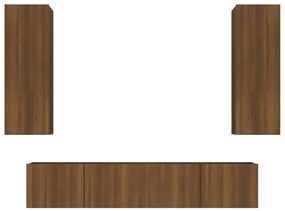 Conjunto móveis de TV 4pcs madeira processada carvalho castanho