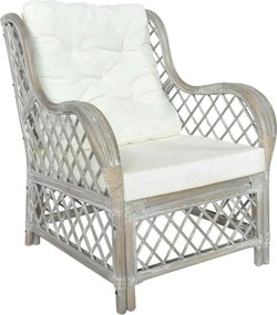 Sofá com almofadão vime natural e linho cinzento