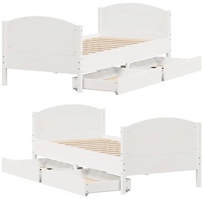 Cama sem colchão 75x190 cm madeira de pinho maciça branco