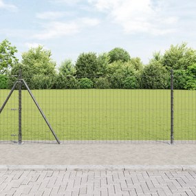 Cerca Euro com 13 Postes Flangados 1x25 m Aço Galvanizado