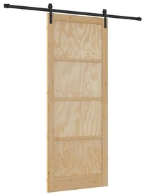 Porta Deslizante com Conjunto de Ferragens 93x232 cm Madeira Sólida de