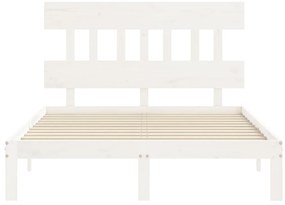 Cama sem colchão 140x200 cm madeira de pinho maciça branco