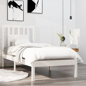 vidaXL Estrutura cama pequena solteiro 75x190 cm madeira maciça branco