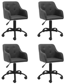 vidaXL Cadeiras de jantar giratórias 4 pcs tecido cinzento-escuro