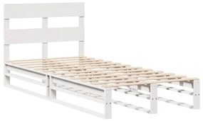 Cama sem colchão 75x190 cm madeira de pinho maciça branco