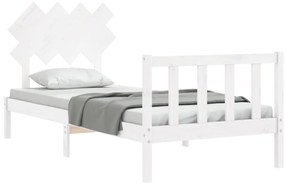 Estrutura cama de solteiro c/ cabeceira madeira maciça branco
