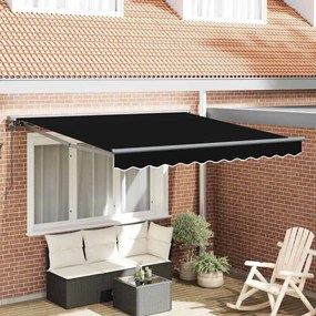 vidaXL Toldo Retrátil Manual Preto 300x250 cm Poliéster