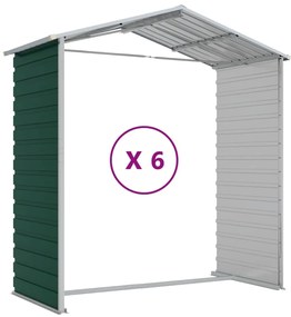Abrigo de jardim 191x555x198 cm aço galvanizado verde