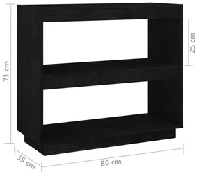 Estante 80x35x71 cm madeira de pinho maciça preto