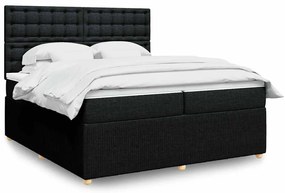 Cama com molas/colchão 200x200 cm tecido preto