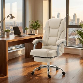 Cadeira de escritório Pacific Fabric com apoio para os pés Creme