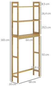 kleankin Estante sobre Sanita de Bambu Estante Casa de Banho com 3 Pra