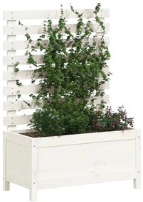 Vaso de jardim c/ suporte 79x39,5x114 cm pinho maciço branco