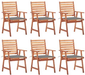 vidaXL Cadeiras de jantar p/ jardim 6 pcs c/ almofadões acácia maciça