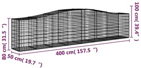 Cestos gabião arqueados 9 pcs 400x50x80/100cm ferro galvanizado