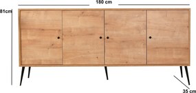 Console Violet – Oak/Black – 180 cm x 81 cm x 35 cm