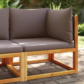 vidaXL vidaXL Sofá de canto de jardim com almofadas em madeira de acácia e vime