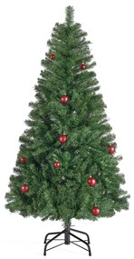 Árvore de Natal artificial 150 cm de altura (BOLAS VERMELHAS INCLUIDAS) com suporte metálico Verde