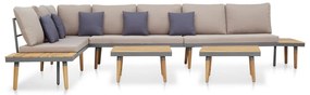 7 lugares conjunto lounge jardim + almofadões acácia castanho